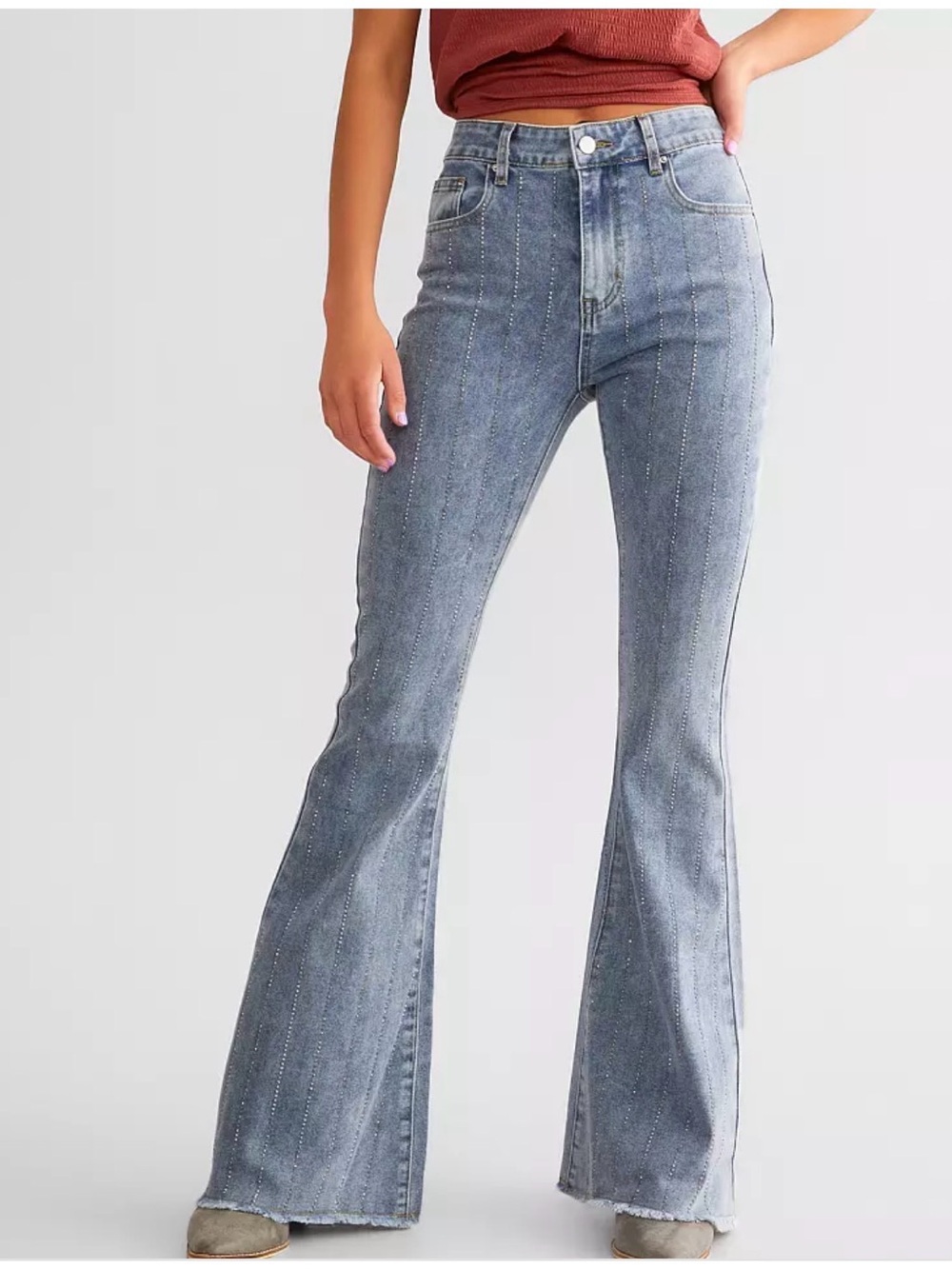 Blue B Rhinestone Ultra High Rise Flare Stretch Jean